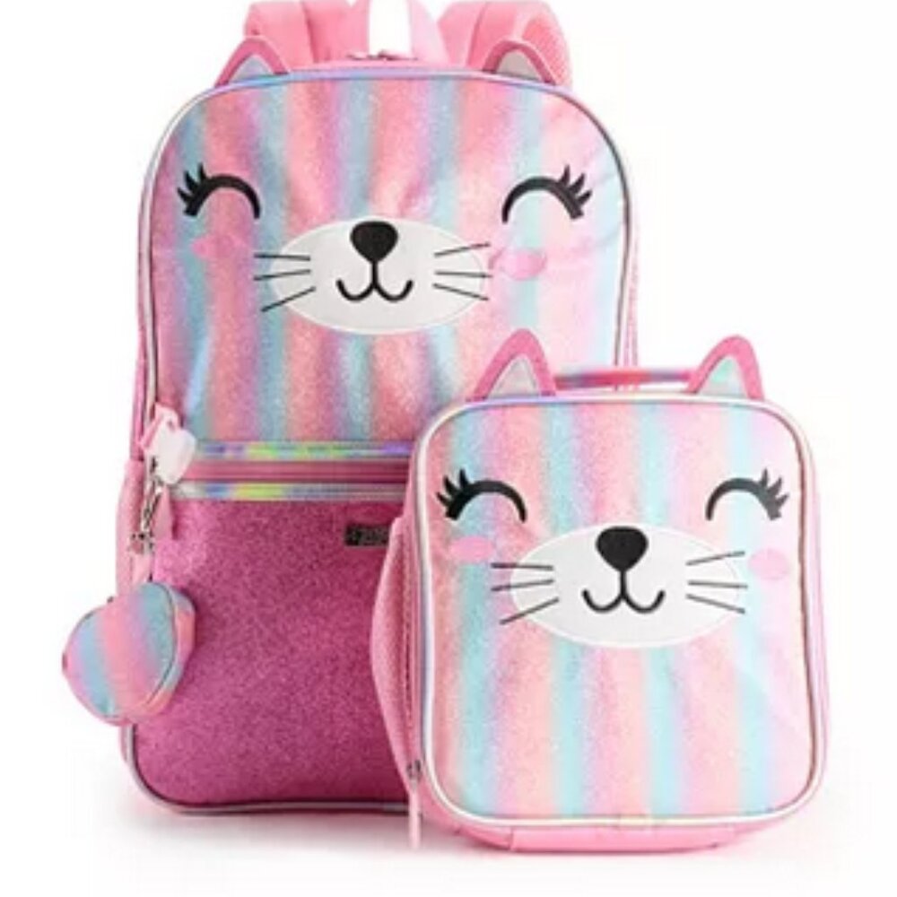Love @ First Sight Fashion Shiny Kitty Backpack-- 2 Piece Set NWT and In Package